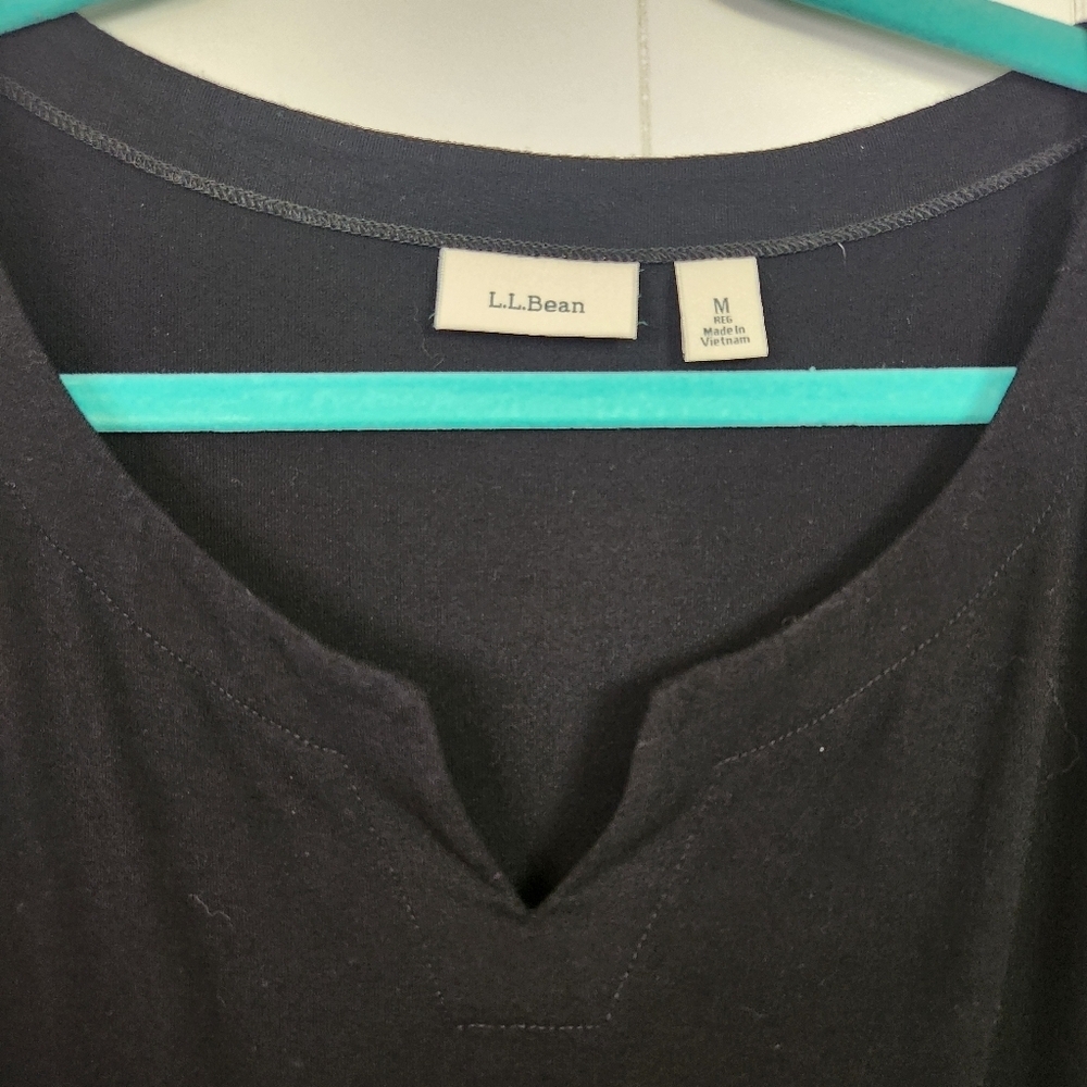 L.L. Bean Dress Womens Size Medium Black Stretch Jersey Knit 3/4 Sleeves V-Neck - Picture 7 of 13